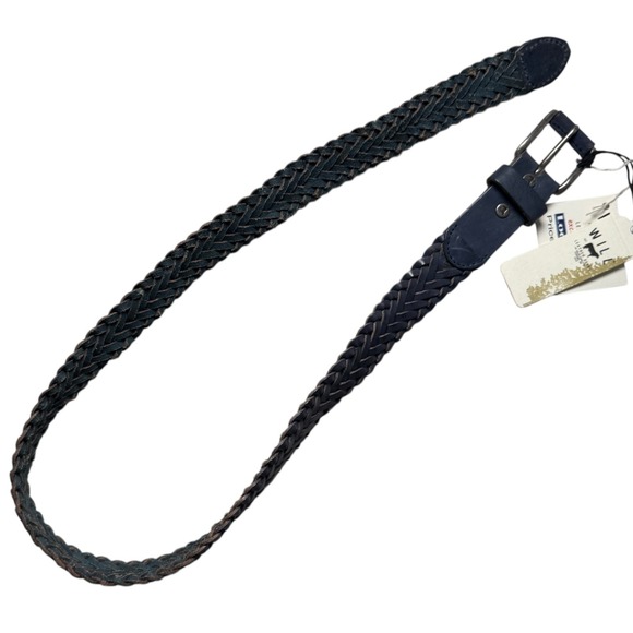 WILL Leather Goods Womens Small Navy Blue Braided Leather Belt MSRP$60 Local Joe - Picture 1 of 8